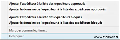 Spam - expéditeurs approuvés, bloqués