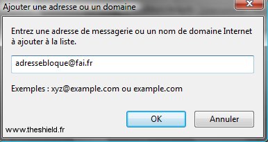 Spam - saisie d'une adresse mail