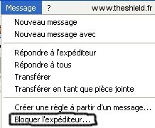 Spam - bloque expéditeur