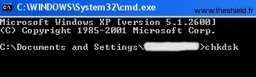 Scandisk - commande chkdsk XP