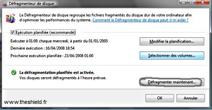 Défragmentation - Démarrage vista