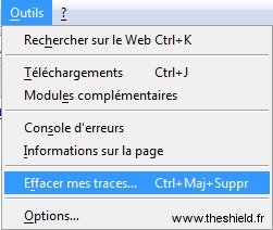 Trace Firefox - menu effacer traces