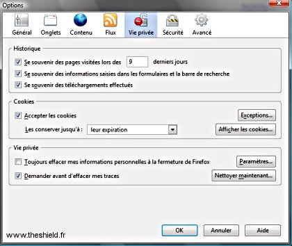 Trace Firefox - options