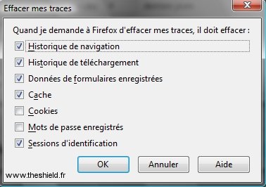 Trace Firefox - paramètres