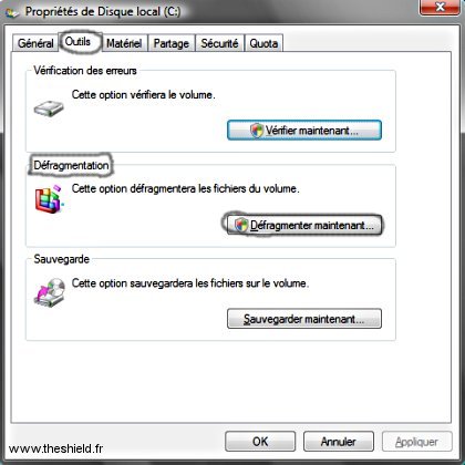 Défragmentation - Propriétés disque