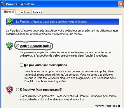 pare feu - activé