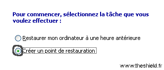 Restauration système - Créer un point