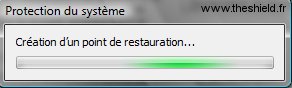 Restauration système - Création du point