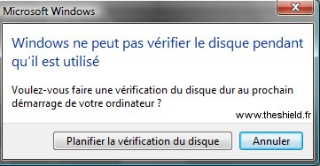 Scandisk - message vérification vista