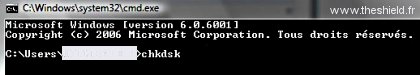 Scandisk - commande chkdsk Vista